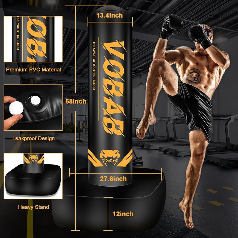 SPOXING 70" Freestanding Heavy Punching Bag with Stand for Adults Teens, Adjustable Standing Punch Bag for Men Women, Ideal for Boxing, MMA, Thai Fitness, and Home Training Workouts - Image 2